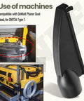 Top Shelf Replacement Planer Dust Hood Fits DeWalt Dw734 Type 1 shown attached to a planer for sawdust collection.