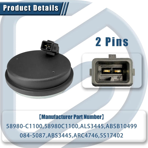 Rear Hub Bearing ABS Speed Sensor 2 Pack Plug And Play Direct Fit For Hyundai Sonata Tucson Veloster Kia Optima Sportage Cadenza Check Compatibility Replaces 58980 C1100 ALS3445 ABSB10499 with two pins