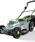 Cordless 40V 17 Inch Lawn Mower With Dual 4Ah Batteries, Brushless 1200W Motor, 6 Level Height Adjustment, 50L Grass Bag, 40 Minute Runtime For Yards Up To 500 Square Meters, Easy Push Start, Quiet Power, Big Yard Companion, front view