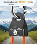 Ultra Lightweight 20kN Micro Climbing Pulley With Sealed Bearing Sheave Aluminum Fixed Eye Rope Pulley Black