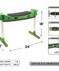 Ergonomic Garden Kneeler With Tush Pad And Handles For Pain Free Kneeling While Gardening Senior Friendly Versatile Garden Stool Kneeler Lightweight Yet Sturdy Made In USA shown with dimensions and specifications, including a 19x6 inch kneeling surface and 7 lb weight.