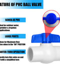 Three Quarter Inch PVC Ball Valve With Slip Connection And Easy Turn Blue T Handle For Water Projects And Outdoor Irrigation