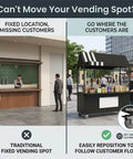 Rock Solid Mobile Vendor Cart With Weather Proof Canopy, Heavy Duty Iron Frame Street Food Stall For City Markets And Festival Grinds Built Like A Beast for flexible vendor use.