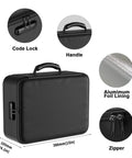 5200F Fireproof And Water Resistant Document Organizer with Lock, black portable safe box showing code lock, handle, and zipper