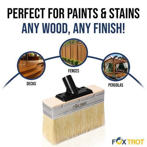 7 Inch Deck Stain Brush For Wood Staining And Sealing, images of decks, fences, pergolas, pro grade DIY friendly brush