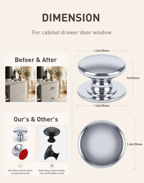 Six Pack Peel And Stick Cabinet Knobs With Adhesive Silver Plastic Drawer Handles dimensions and comparison images