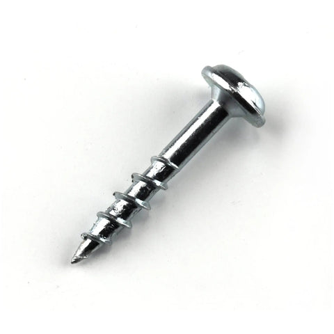 Zinc Pocket Hole Screws One And A Quarter Inch Coarse Thread Maxi-Loc Flat Head For Woodworking Cabinetry And Furniture Built To Last Indoor 500 Count Pro Grade DIY Friendly Now displayed on a white background