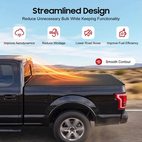 Soft Roll Up Tonneau Cover For Ford F150 5.5ft Bed 2015 2026 Weatherproof Truck Bed Cover on black F-150 driving