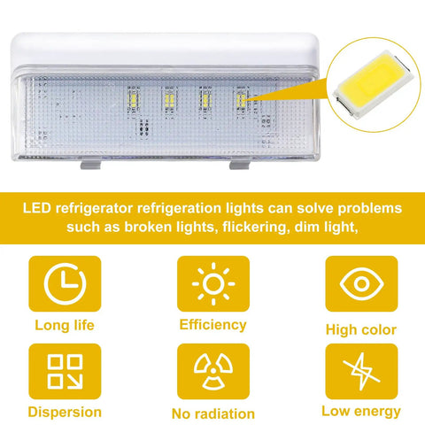 Close-up of Must Have Three Pack Refrigerator LED Light Set With Tapered Lens And Bezel For Whirlpool Kenmore Maytag And KitchenAid