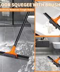 Heavy Duty 2-In-1 Floor Squeegee Workhorse With 16-Inch Rubber Blade And 6-Inch Scrub Brush 62-Inch Handle on tile floor