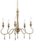 Roma 22 Inch 5-Light French Country Chandelier With Adjustable Height And Smoked Cedar Finish in rustic dining room setting