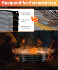 Camping scene with 60 Inch Extra Large Fire Pit Ring For Outdoors Built Tough And Heavy Duty Wood Burning Pits And Outdoor Fireplaces