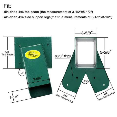Heavy Duty A Frame Swing Set Brackets With Mounting Hardware, 2 Steel Brackets, Rust Resistant Green Finish, Includes Screws And Washers For Quick Sturdy Yard Playset Installation