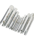 Ultimate 10 Pcs Screw Tap Extractor Set For Easy Removal of Stripped Bolts Damaged Taps And Seized Fasteners Ideal For Industrial Automotive Repair Jobs That Need Quick Gripping Power To Fix Messy Hardware Without Causing More Damage., 10-piece metric alloy steel extractors, sizes M4-M22