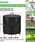Outdoor Round Patio Table Cover 24 Inch Diameter By 28 Inch Height Waterproof UV Resistant For Small Bistro And Coffee Tables
