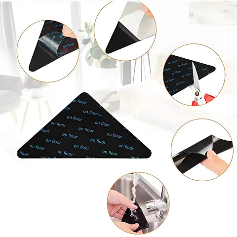 12 Pack No Slip Rug Tape For Area Rugs Double Sided Rug Grips Sticky Carpet Tape For Hardwood Floors And Tiles Triangle Design