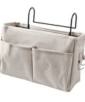 Cotton Linen Nightstand Hanging Bag With Metal Bracket And Multiple Pockets For Bunk Beds Dorm Rooms Kitchen Cabinets And Wardrobes