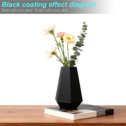 Black coated vase from Beginner Welding Practice Kit 17 Gauge 304 Stainless Steel Plate For TIG MIG Mastery project