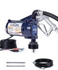 Built Tough 12V Fuel Transfer Pump Pushes Up To 15 Gpm With Solid Manual Nozzle And Flexible Hose for quick refueling kit.