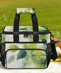 Insulated Picnic Backpack Lunch Bag For On The Go Keeps Food Fresh With 12x8.7x10 Inch Capacity, at picnic setting with drinks