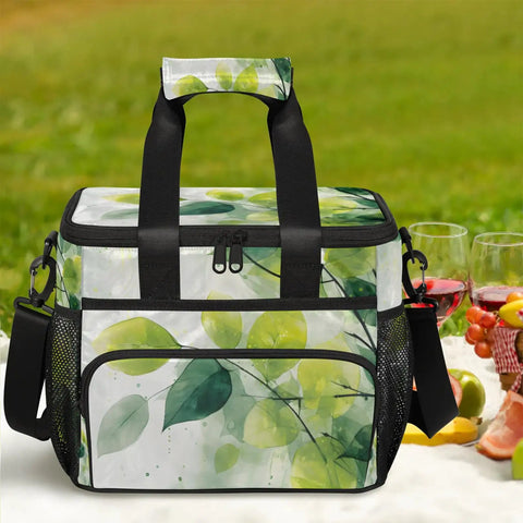 Insulated Picnic Backpack Lunch Bag For On The Go Keeps Food Fresh With 12x8.7x10 Inch Capacity, at picnic setting with drinks