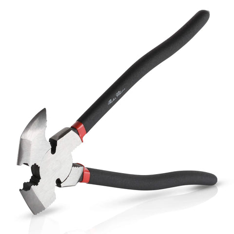 Heavy Duty Fence Pliers Set With Nail Puller, Staple Puller And Cutting Pliers For Construction And Carpentry, 10 Inch Steel Alloy Multi Tool With Soft Plastic Grip, Rust Resistant Finish, Wire Stretching And Hammer Head