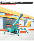 Portable Mini Crawler Crane Delivers Killer Lifting Power Up To 5 Ton Capacity With Smooth Wireless Remote Control and detailed view of components.