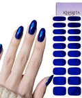 Semi Cured Gel Nail Strips Real Gel Polish UV Wraps For Brittle Nails Pro Grade Long Lasting Easy Peel Off Hema Free 20 Piece Chrome Dark Blue
