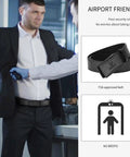 TSA Approved Nickel Free Hypoallergenic Plastic Belt With No Metal Buckle For Men Black Leather Look in security check