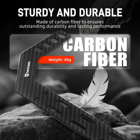 Sturdy carbon fiber seat mount bracket for fire extinguisher, lightweight and durable, focus on material and texture.