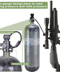 Dual Gauge Paintball Fill Station Valve With 7/8-14UNF Thread 4500 Psi High Pressure Tank Charging System shown with air gun