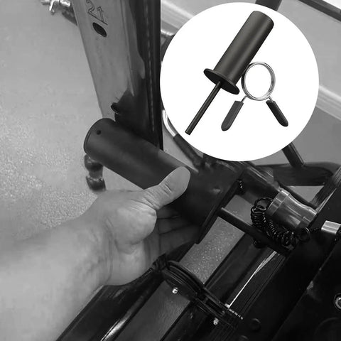 Adjustable Weight Stack Pin For Gym Machines Loading Pin With Spring Clip Quick Resistance Selector shown in use on equipment