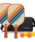 Set Of 2 Pickleball Paddles With USAPA Approval, Fiberglass Surface And PP Honeycomb Core, Breathable Handle, Includes 4 Indoor Outdoor Balls And Duffel Bag For Travel And Play