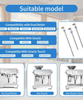 Image showing compatibility models for Dead Simple Steam Probe Set With Premium O Rings For Home Barista Upgrades.
