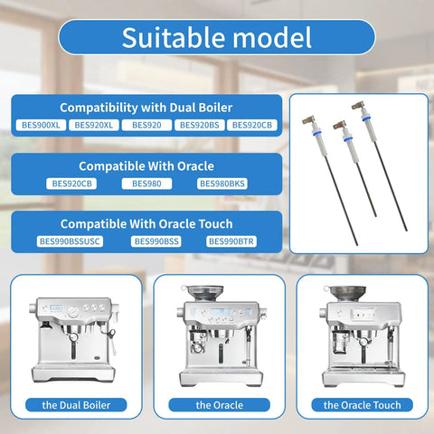 Image showing compatibility models for Dead Simple Steam Probe Set With Premium O Rings For Home Barista Upgrades.