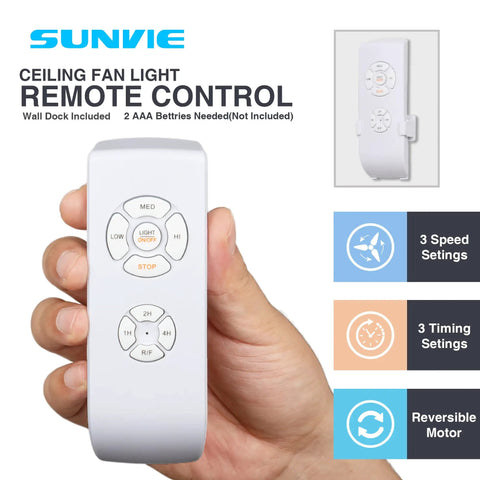 Hand holding remote for Industrial Black 20 Inch Caged Ceiling Fan With Light, Low Profile Flush Mount, 3-speed control visible