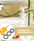 Two Sets Abs Threading Kit For Home Garage Use displayed with plumbing pipes and tap and die tools.
