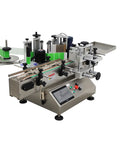 Slick Automatic Desktop Conveyor Bottle Labeler Workhorse High Speed Round Container Labeling Machine With Smooth Half Circle Application.