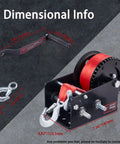 2500 Lb Boat Trailer Winch With 26 Ft Red Strap Built Tough Steel Hand Crank Winch dimensions and parts close-up