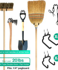 Eight Pack Pegboard Hooks For One Quarter Inch Pegboards Heavy Duty Metal Tool Hangers displaying tools on wall