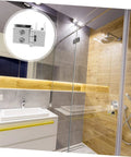 DOITOOL glass door hinges, 4 pcs, installed on a clear shower door; chrome metal hinges in modern bathroom