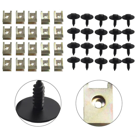 BMW Undertray Fastener Kit With 40 Pcs Hex Head Tapping Bolts And U Nut Clips For Splash Shield Replacement Heavy Duty Compatible With 1 Series Through 7 Series X1 X3 X5 X6 Z3 Z4 And Mini, 40 pcs