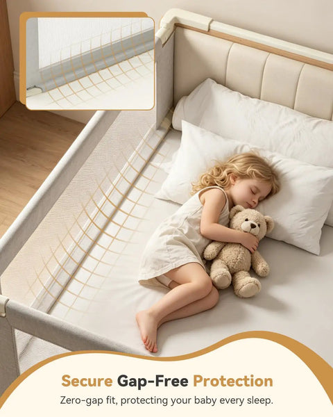 3 Piece California King Bed Rail Guard for Toddlers and Babies Height Adjustable Bed Safety Rails with Headboard Rod in Gray