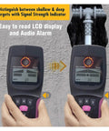 Professional Digital Wall Stud Finder And Voltage Scanner locates wood frames and pipes with LCD display and audio alarm.