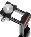 Universal Deluxe Cross Dowel Jig and Drill Guide Kit - CNC aluminum body, stainless bushings, knurled knobs, black/orange