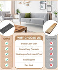 Comparison of black plastic shims with wooden wedges for leveling furniture; highlighting benefits of durable PP plastic shims.