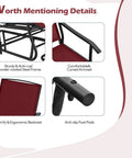 Worth mentioning details of Two Person Swing Glider Chair With Center Tempered Glass Table Outdoor Patio Rocking Loveseat On Steel Frame With Breathable Mesh Fabric Perfect Balcony Or Poolside Seating In Burgundy features a powder-coated steel frame and ergonomic design