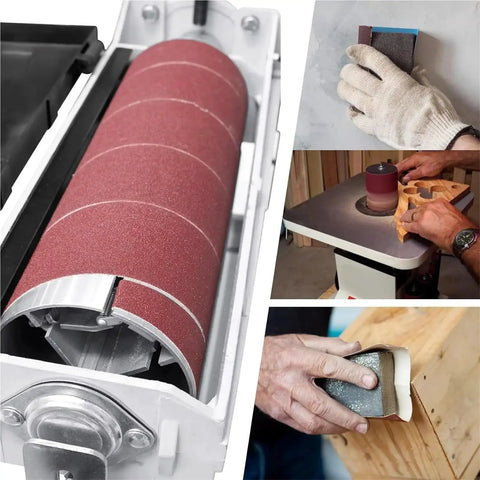 High Performance 400 Grit Sandpaper Roll In 2 Inch By 32 Point 8 Foot Length used on wood and drywall projects in various applications.