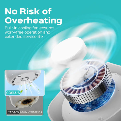 Cooling fan inside 45kHz Ultrasonic Retainer Cleaner Machine For Dentures, Mouth Guards, Aligners And Braces, showing no overheating feature.