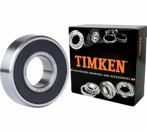 Industrial Grade 4 Pack Deep Groove Ball Bearings 6001-2RS With Double Rubber Seals Made From Premium Chrome Steel Pre Lubricated As A Smooth Operator For Dead Nuts Reliable Motion 12mm X 28mm X 8mm with black rubber seal and Timken packaging